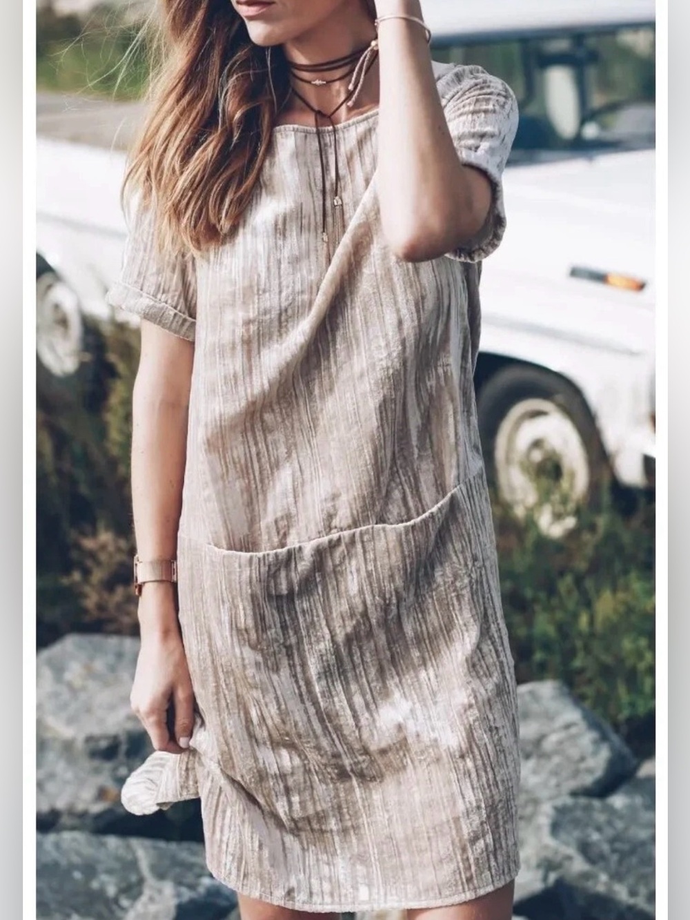 NWT Anthropologie Floreat S Champagne Crushed Velvet Shift Oversized Dress